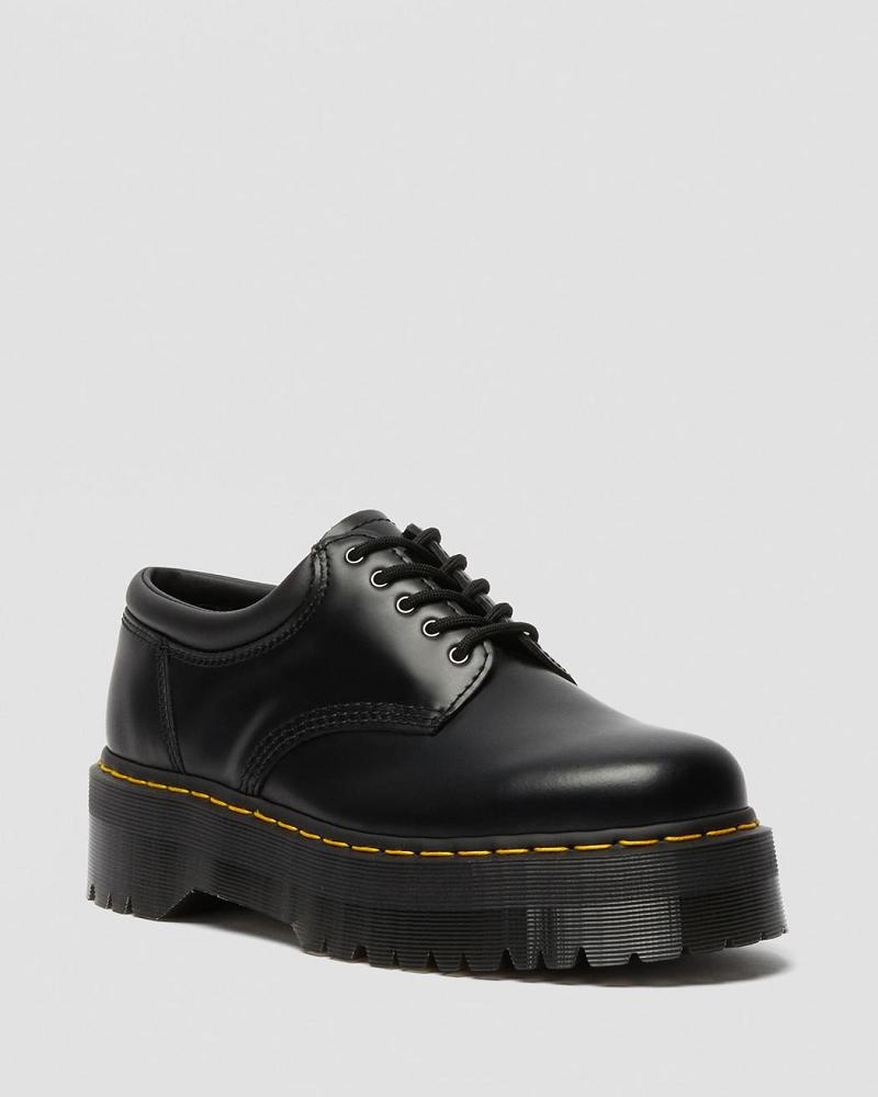 Black Men\'s Dr Martens 8053 Leather Platform Oxfords Shoes | CA 613BEX